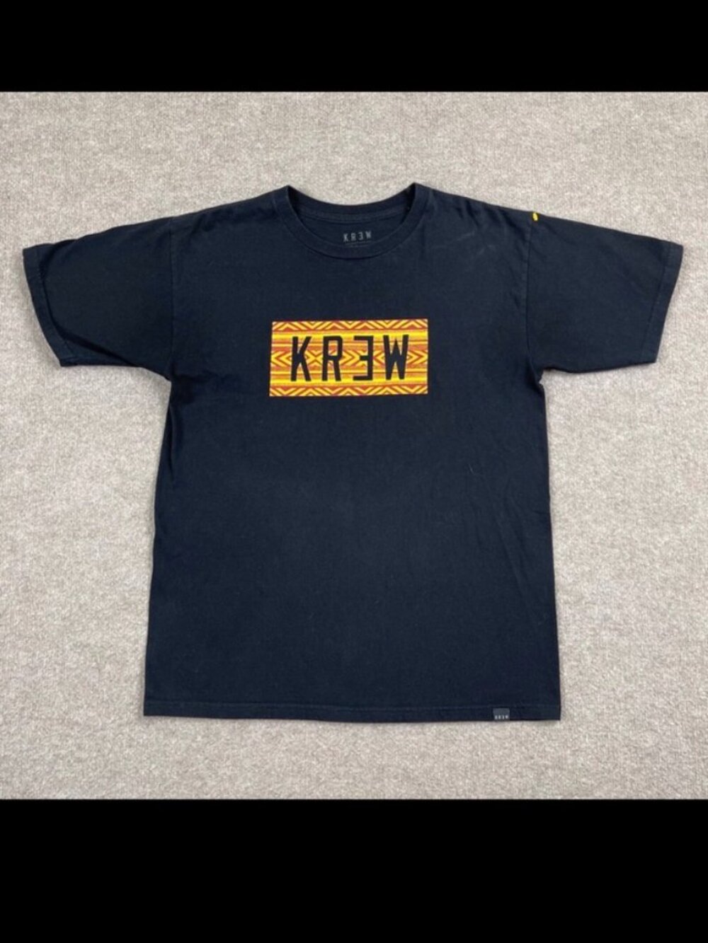 Krew Graphic T Shirt Men's Size M Black Short Sleeve Crew Neck Skateboarding Tee